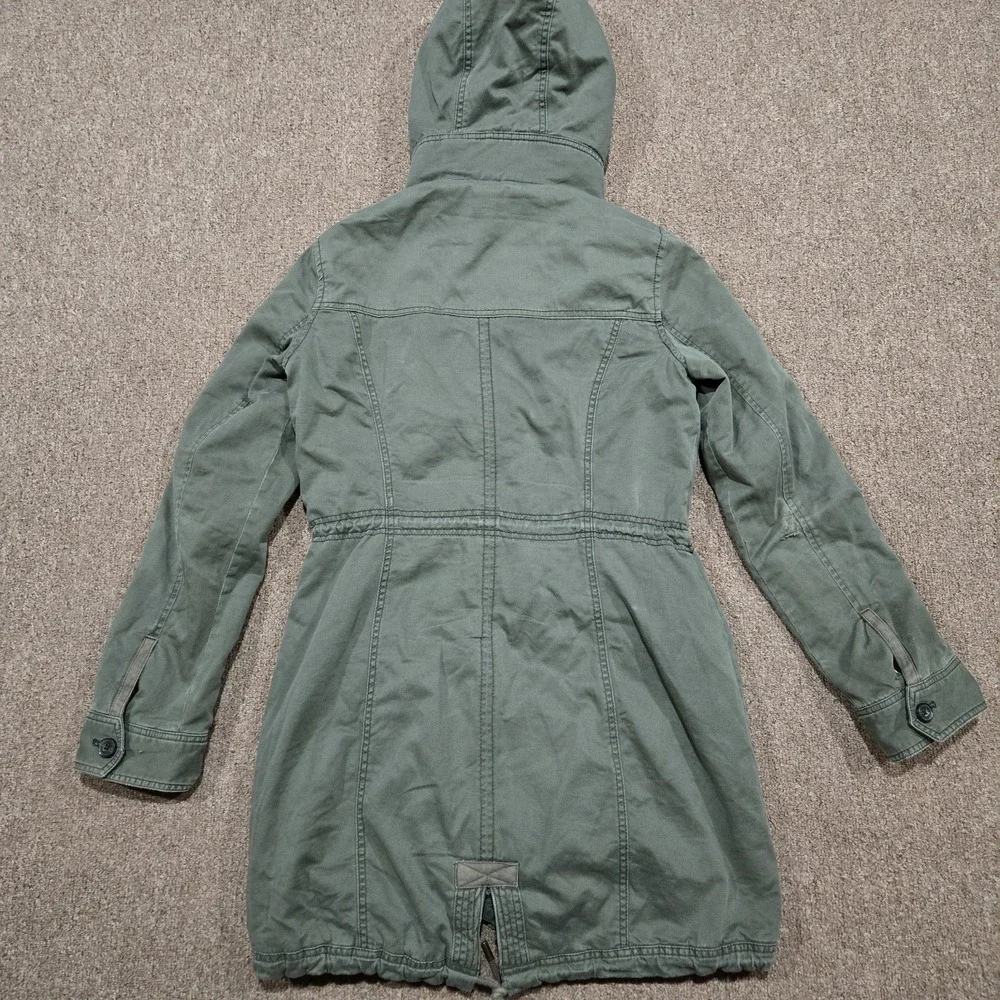 Abercrombie & Fitch Parka Jacket Womens L Green Sherpa Lined Hooded Utility Coat